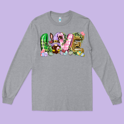 Love Easter Gnome Easter Day Long Sleeve Tee Designed By Cowgirlartshop