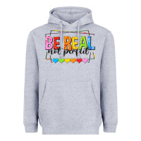 Heather Grey be real not perfect Heavyweight Hoodie - NancyCooperArtShop
