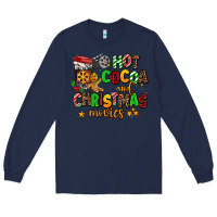 Navy hot cocoa and christmas movies Long Sleeve Tee - AdoDesignShop