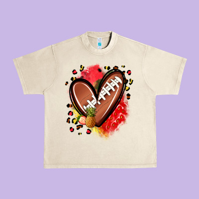 Fruits And Football Heart Urban Heavy Tee Designed By Zillion Design Studio