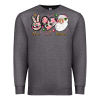 Charcoal Heather pink peace love christmas Premium Sweatshirt - NancyCooperArtShop