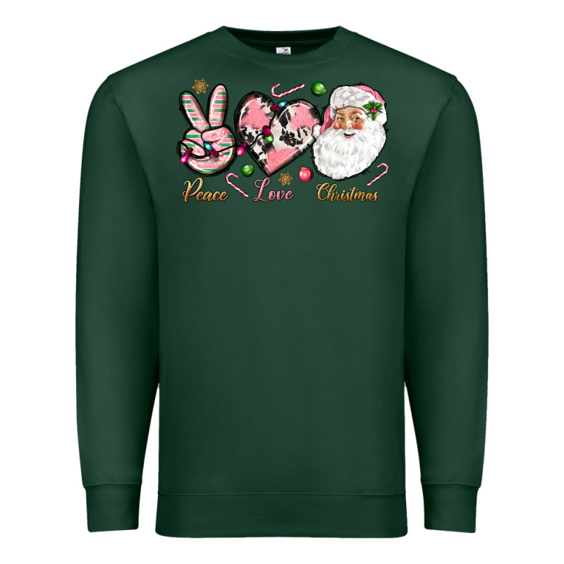 Pink Peace Love Christmas Premium Sweatshirt by NancyCooperArtShop | Teevron