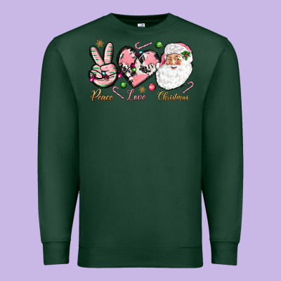 Pink Peace Love Christmas Premium Sweatshirt Designed By Nancycooperartshop