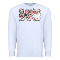 White pink peace love christmas Premium Sweatshirt - NancyCooperArtShop