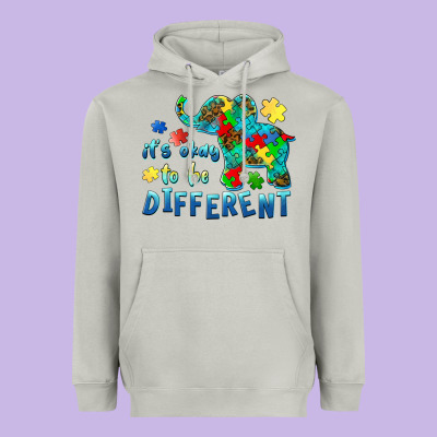 It's Okay To Be Different Elephant Autism Awareness Heavyweight Hoodie Designed By Barkaloodesign