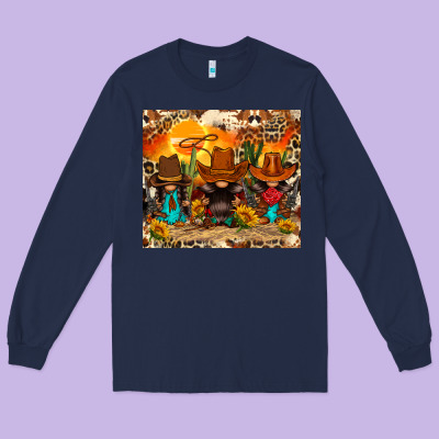 Western Gnomies Long Sleeve Tee Designed By Fadigitalartstudio