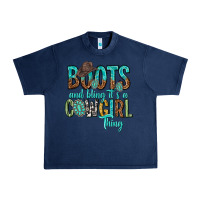 Navy boots and bling its a cowgirl thing Urban Heavy Tee - texasbilliewilder