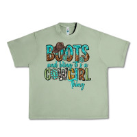 Oil Green boots and bling its a cowgirl thing Urban Heavy Tee - texasbilliewilder