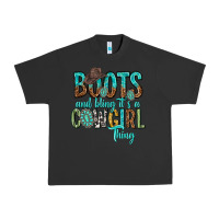Pigment Black boots and bling its a cowgirl thing Urban Heavy Tee - texasbilliewilder