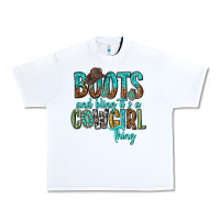 White boots and bling its a cowgirl thing Urban Heavy Tee - texasbilliewilder