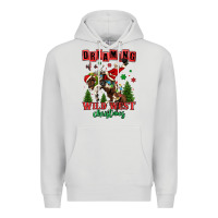 Dove Grey dreaming of a wild west christmas cowboy santa Premium Hoodie - MaliasSmallBusiness