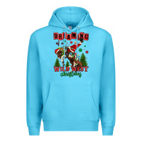 Ocean Blue dreaming of a wild west christmas cowboy santa Premium Hoodie - MaliasSmallBusiness