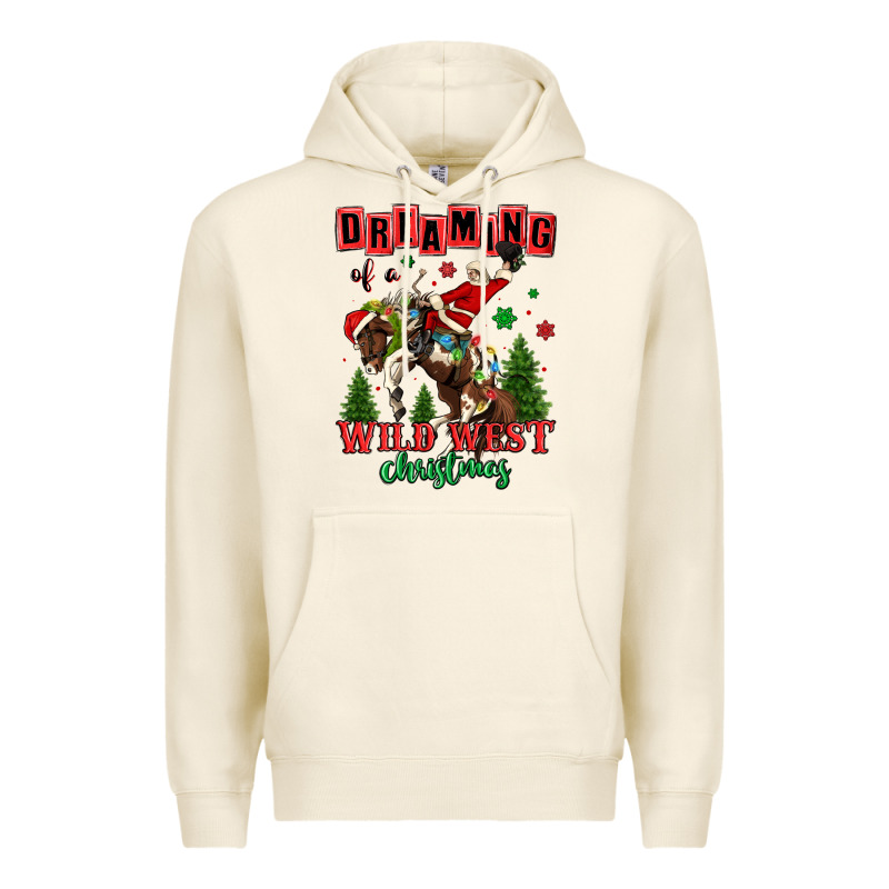 Dreaming Of A Wild West Christmas Cowboy Santa Premium Hoodie by MaliasSmallBusiness | Teevron