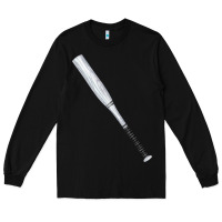 Black white wooden softball bat Long Sleeve Tee - FaDigitalArtStudio