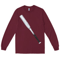 Burgundy white wooden softball bat Long Sleeve Tee - FaDigitalArtStudio
