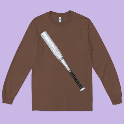 White Wooden Softball Bat Long Sleeve Tee Designed By Fadigitalartstudio
