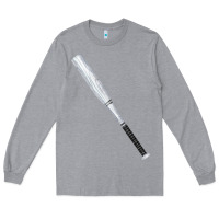 Heather Grey white wooden softball bat Long Sleeve Tee - FaDigitalArtStudio