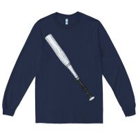Navy white wooden softball bat Long Sleeve Tee - FaDigitalArtStudio