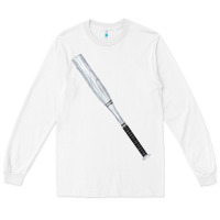 White white wooden softball bat Long Sleeve Tee - FaDigitalArtStudio