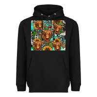 Black long haired shaggy cow western Heavyweight Hoodie - Jasminsmagicworld