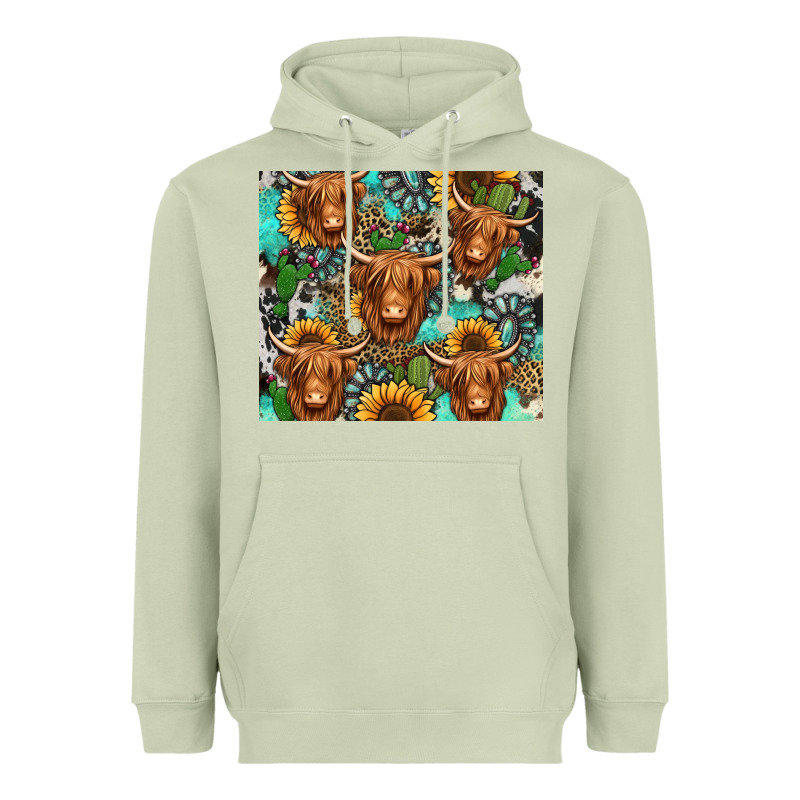 Long Haired Shaggy Cow Western Heavyweight Hoodie by Jasminsmagicworld | Teevron
