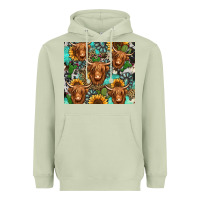 Matcha long haired shaggy cow western Heavyweight Hoodie - Jasminsmagicworld
