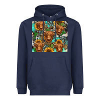 Navy long haired shaggy cow western Heavyweight Hoodie - Jasminsmagicworld