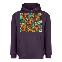 Plum long haired shaggy cow western Heavyweight Hoodie - Jasminsmagicworld