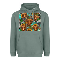 Sage long haired shaggy cow western Heavyweight Hoodie - Jasminsmagicworld