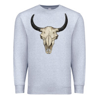 Heather Grey bull skull Premium Sweatshirt - BarkalooDesign