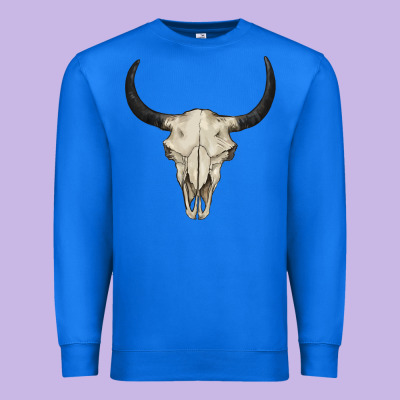 Bull Skull Premium Sweatshirt Designed By Barkaloodesign