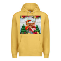Antique Gold christmas cow Premium Hoodie - MaliasSmallBusiness