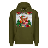 Army Green christmas cow Premium Hoodie - MaliasSmallBusiness