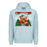 Blue Mist christmas cow Premium Hoodie - MaliasSmallBusiness