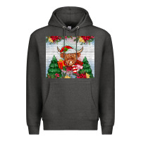 Charcoal Heather christmas cow Premium Hoodie - MaliasSmallBusiness