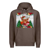 Coffee christmas cow Premium Hoodie - MaliasSmallBusiness