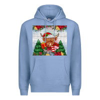Colony Blue christmas cow Premium Hoodie - MaliasSmallBusiness