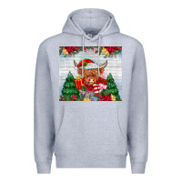 Heather Grey christmas cow Premium Hoodie - MaliasSmallBusiness