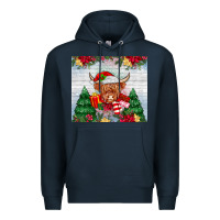 Navy christmas cow Premium Hoodie - MaliasSmallBusiness