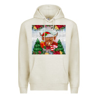 Oatmeal Heather christmas cow Premium Hoodie - MaliasSmallBusiness