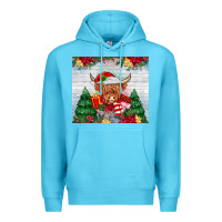 Ocean Blue christmas cow Premium Hoodie - MaliasSmallBusiness