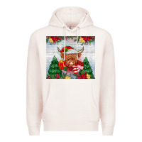 Pale Pink christmas cow Premium Hoodie - MaliasSmallBusiness