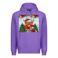 Purple christmas cow Premium Hoodie - MaliasSmallBusiness