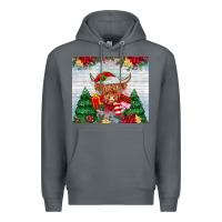 Rock christmas cow Premium Hoodie - MaliasSmallBusiness