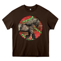 Chocolate Brown Belgian Horse Christmas Heavy Core Tee - LillyAllenDesigns