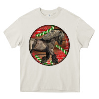 Cream Belgian Horse Christmas Heavy Core Tee - LillyAllenDesigns