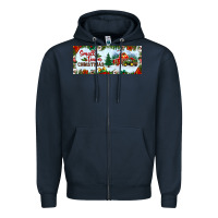 Navy small town christmas Zipper Hoodie - BundleAndBundleShop