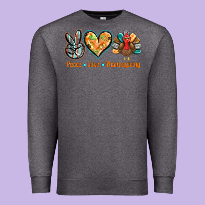 Peace Love Thanksgiving Premium Sweatshirt Designed By Barkaloodesign