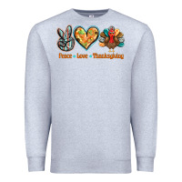 Heather Grey peace love thanksgiving Premium Sweatshirt - BarkalooDesign
