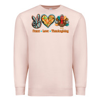 Pale Pink peace love thanksgiving Premium Sweatshirt - BarkalooDesign
